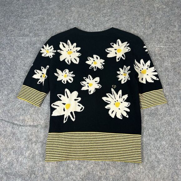 Chinti & Parker Sweater Top Small Wool Cashmere Bumble Bee Sun flower Crewneck - Picture 3 of 6